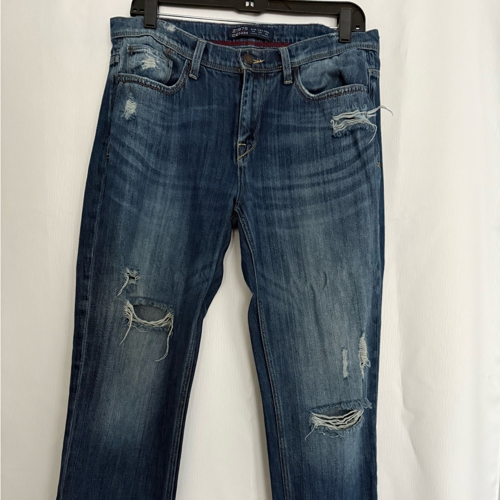 Zara Blue Distressed Ankle Jeans